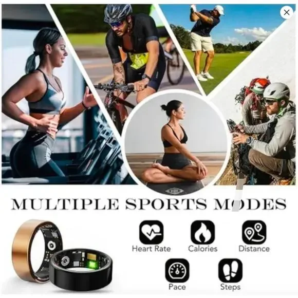 Limited Edition Rose Gold Smart Ring Health Sleep Monitoring Fitness Track Size - Picture 7 of 7